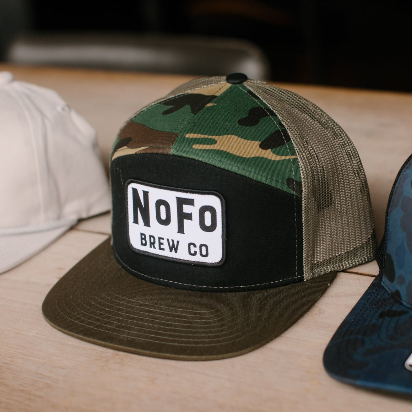 Black & Green 7 Panel Hat w/ Rectangle Patch