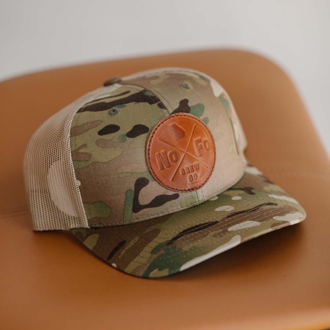 Camouflage Trucker with Leather Patch